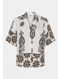 Isay Ane Button Shirt N25 Summer Border Print