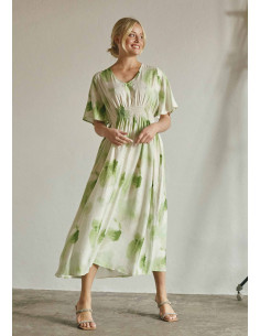 Isay Ane Stretch Dress N27 Green Watercolor