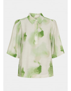 Isay Ane Placket Blouse N27 Green Watercolor