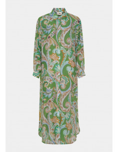 Isay Lotta Shirt Dress Grass Green Paisley