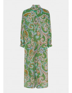 Isay Lotta Shirt Dress Grass Green Paisley 2