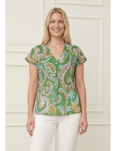 Isay Lotta Top Grass Green Paisley