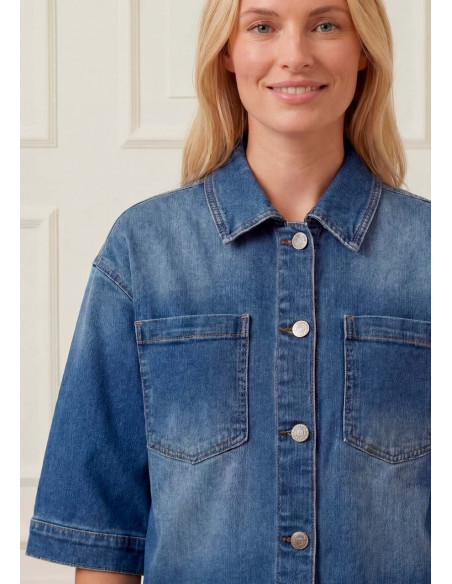 Isay Capri Denim Jacket Basic Denim Wash
