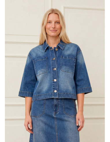 Isay Capri Denim Jacket Basic Denim Wash