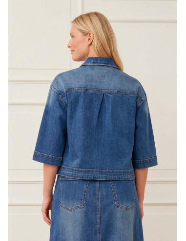 Isay Capri Denim Jacket Basic Denim Wash