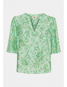Isay Melba s/s Blouse Fresh Green Paisley