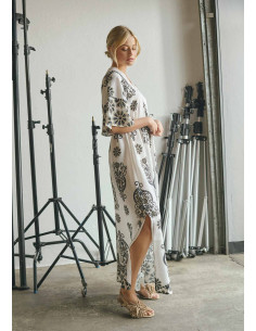 Isay Ane Long Dress Summer Border Print
