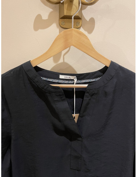 Cecil Solid Longstyle Blouse Black