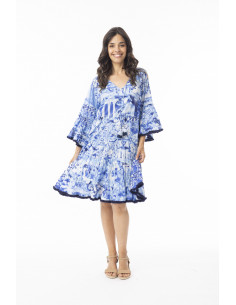 Orientique Okayama Dress Layers Frill Sleeve Blå