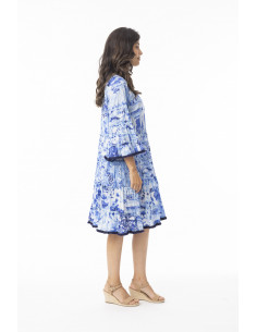 Orientique Okayama Dress Layers Frill Sleeve Blå 2