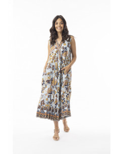 Orientique Macieo Dress V Sleeveless Blå