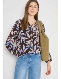 Cecil Printblouse with Strings 346421 Macchiato Brown