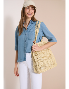 Cecil TOS Denim Look Blouse 346625 Light Blue wash