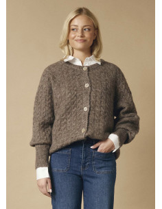 Isay Anna Cable Cardigan Taupe Melange