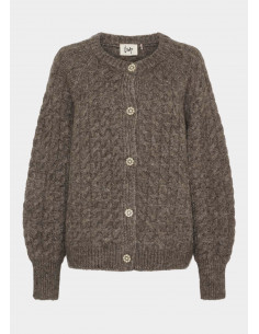 Isay Anna Cable Cardigan Taupe Melange 2