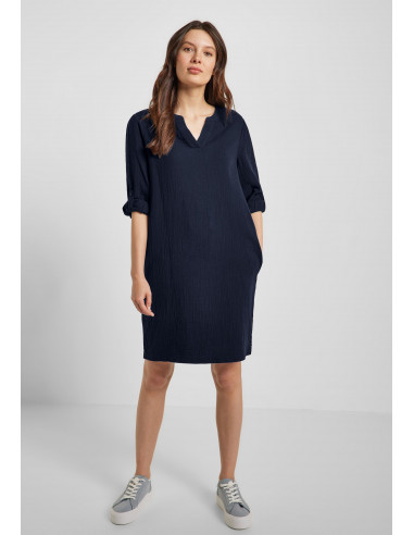 Cecil Solid Structure Dress Deep Blue