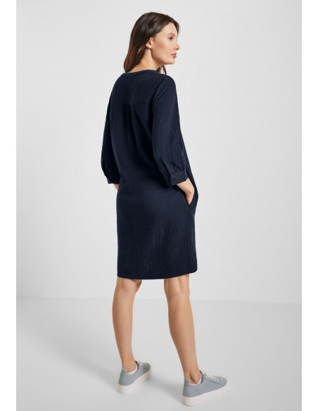Cecil Solid Structure Dress Deep Blue