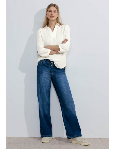 CECIL Seersucker Ruffle Blouse