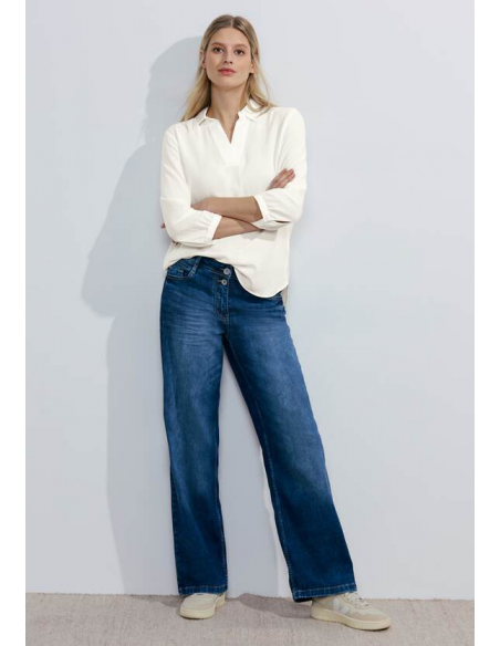 CECIL Seersucker Ruffle Blouse